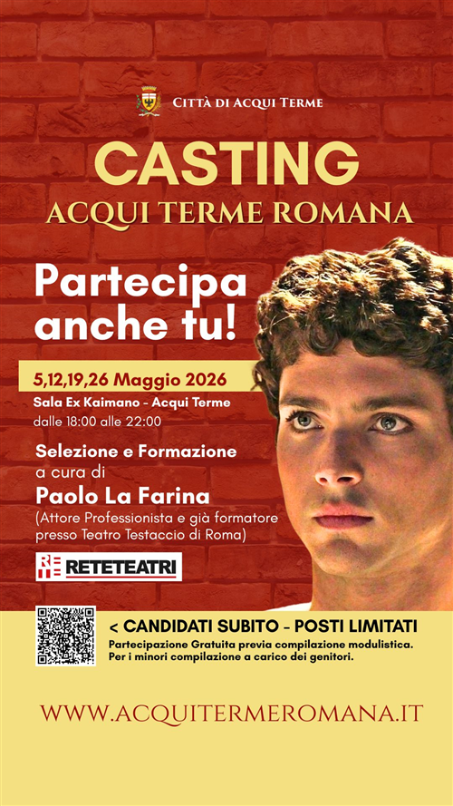 ACQUI TERME ROMANA 2026: al via i casting per le comparse e attori della rievocazione storica