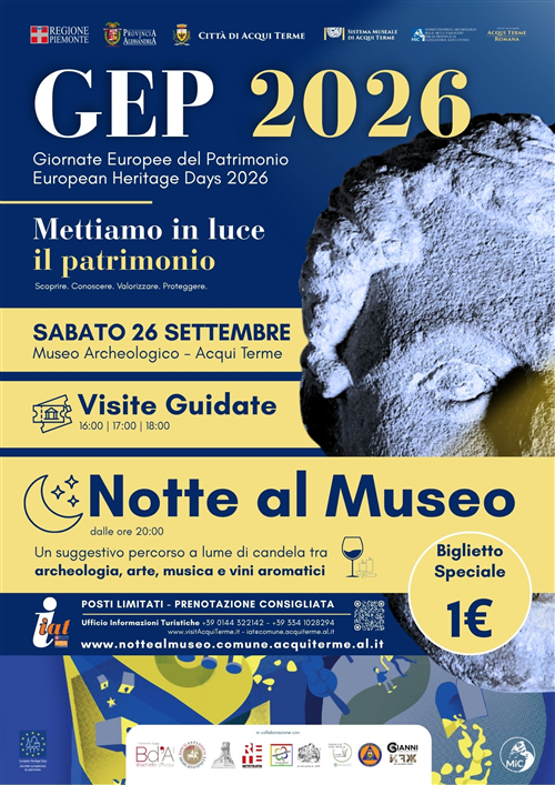 GEP 2026: al Museo Archeologico di Acqui Terme una notte tra storia, arte, teatro e musica