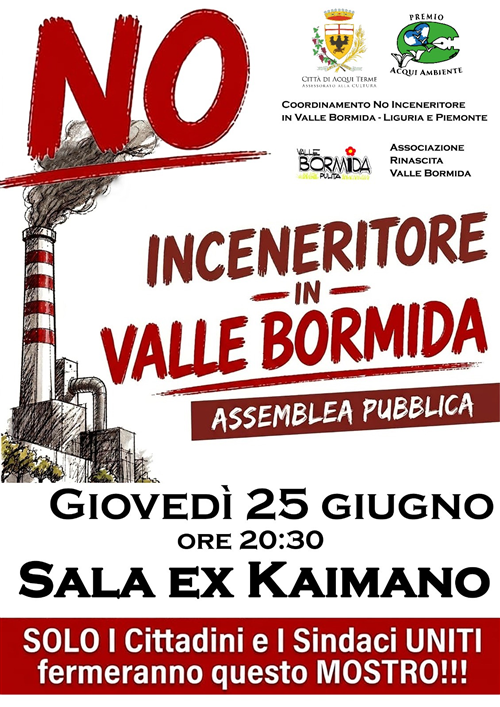 Ambiente e territorio: Assemblea pubblica ad Acqui Terme su inceneritore e situazione ex ACNA di Cengio